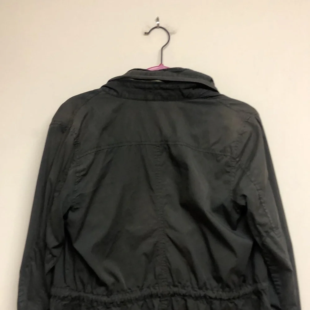 James Perse Cotton Blend Olive Green Gray Army Utility Jacket Hood 2 S 6 8 - Picture 7 of 11